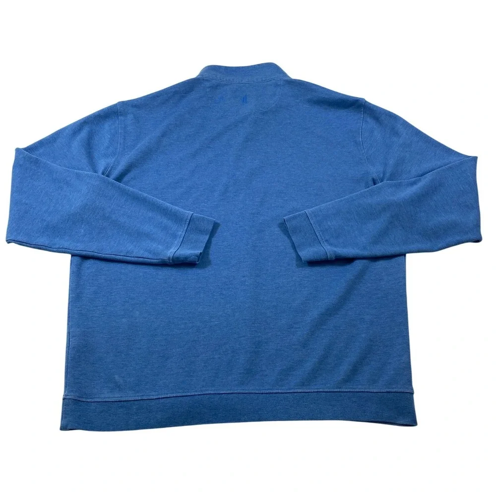 Johnnie-O Mens‎ Large Blue Heathered Cotton Modal Quarter Zip Pullover Sweater